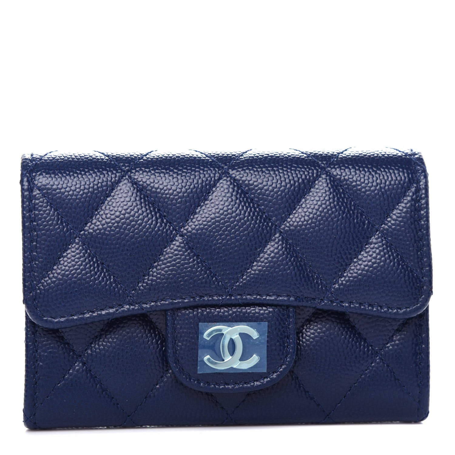 Chanel Caviar Quilted Flap Card Holder Navy Blue 1 of 9