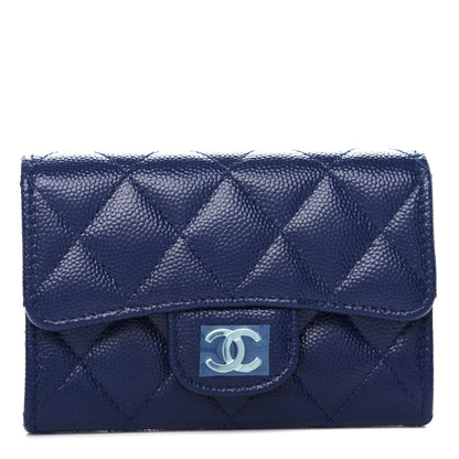 Chanel Caviar Quilted Flap Card Holder Navy Blue 1 of 9