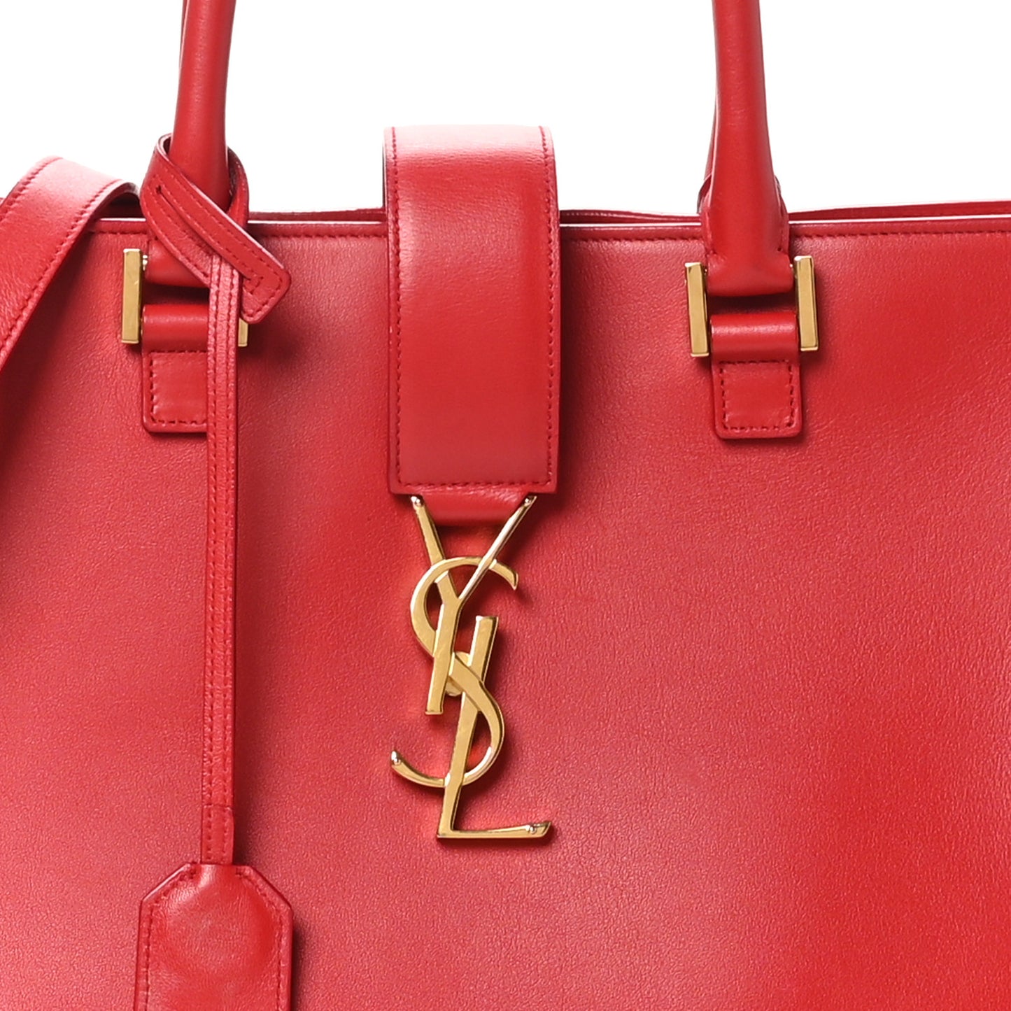 Calfskin Medium Monogram Cabas Lipstick Red