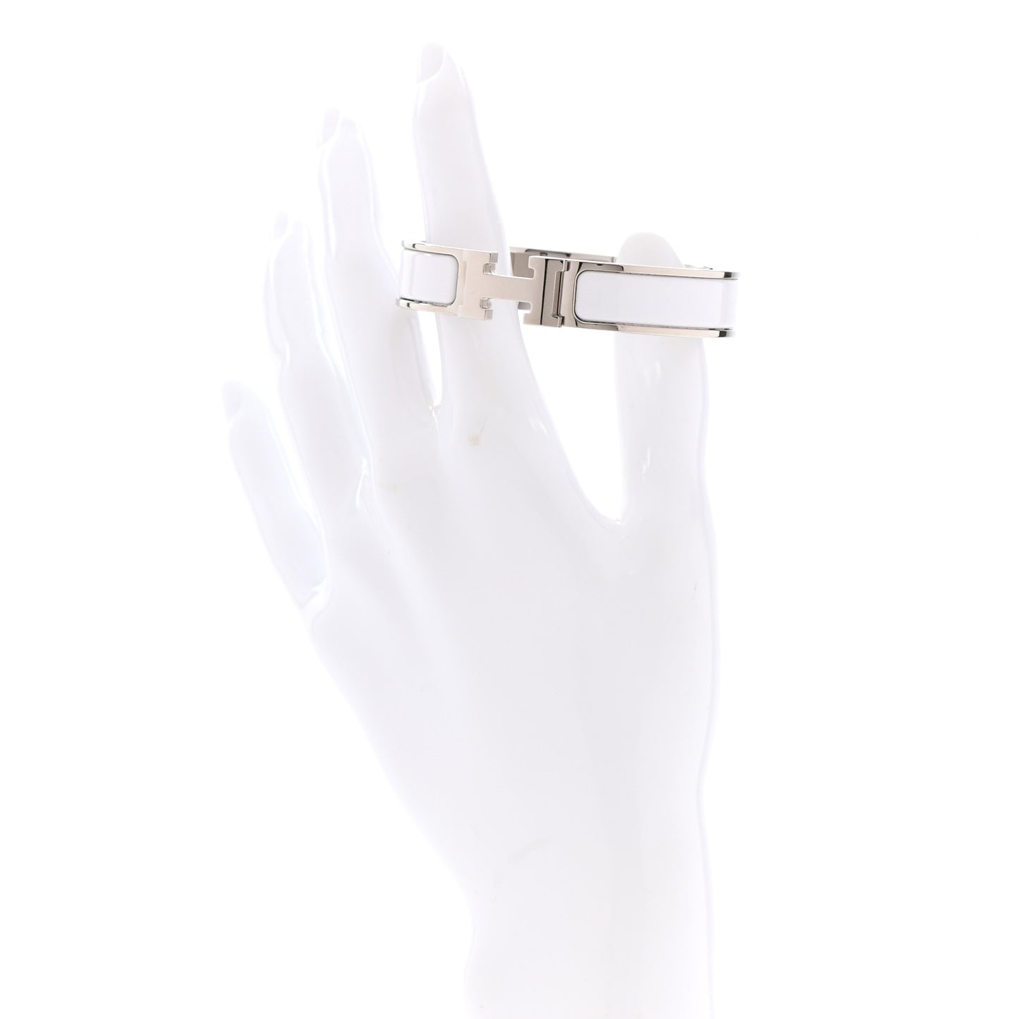 Enamel Narrow Clic Clac H Bracelet PM White
