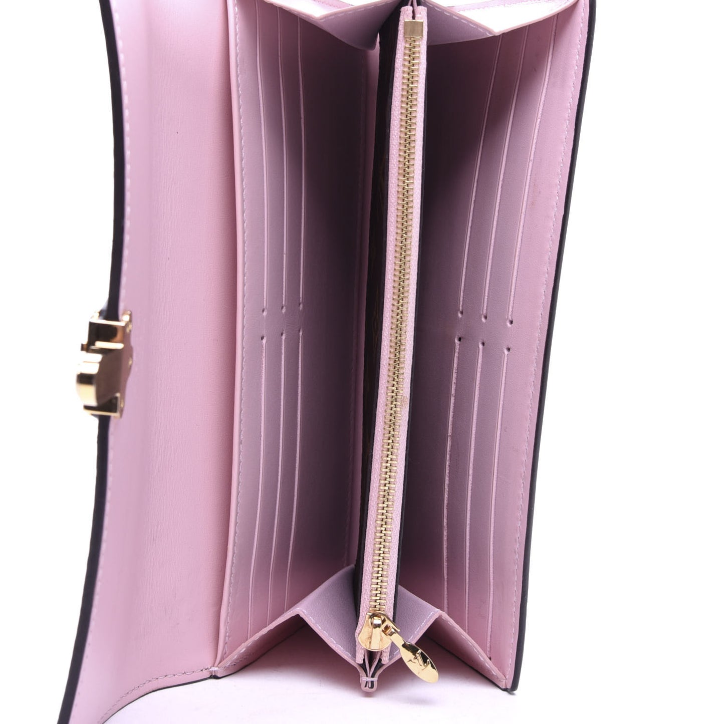 Patent Calfskin Monogram Cherrywood Wallet Rose Ballerine