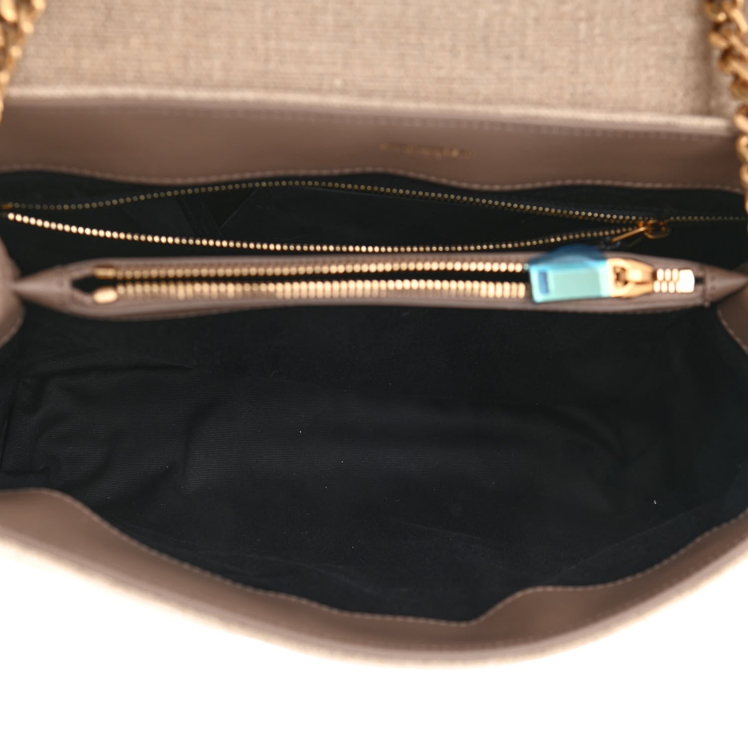 Saint Laurent Linen Y Quilted Monogram Medium Loulou Chain Satchel Natural Taupe 5 of 11