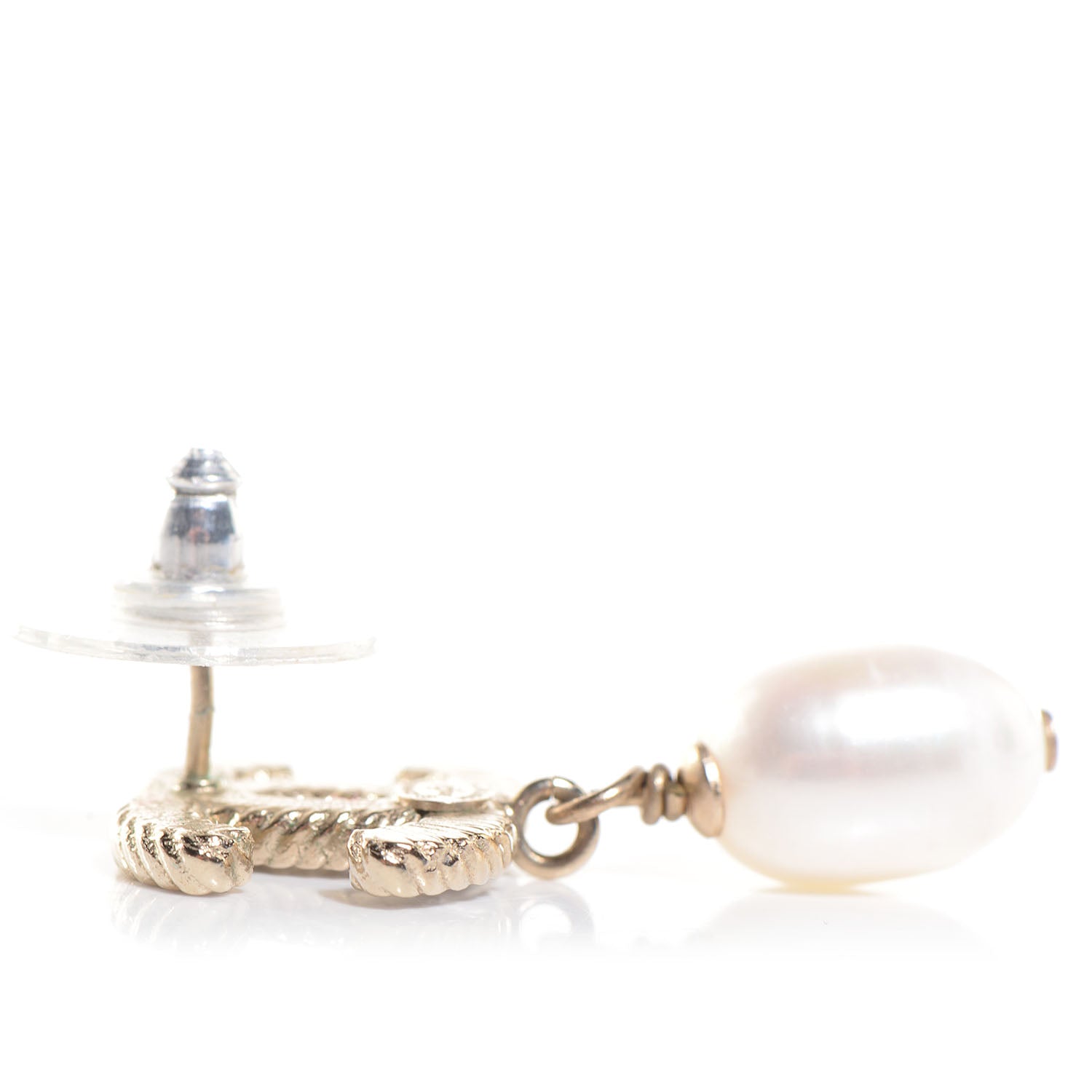Chanel Glitter Enamel CC Pearl Drop Earrings Gold 3 of 5