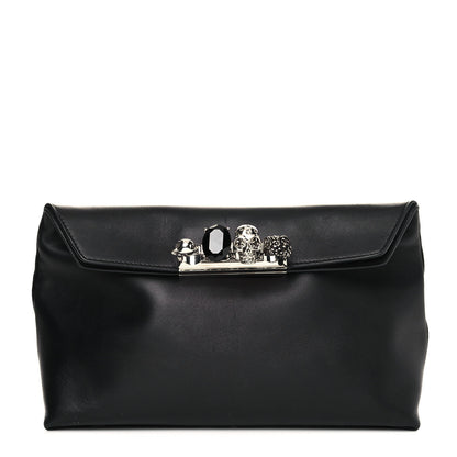 Alexander McQueen Nappa Skull Four Ring Clutch Black 1 of 16