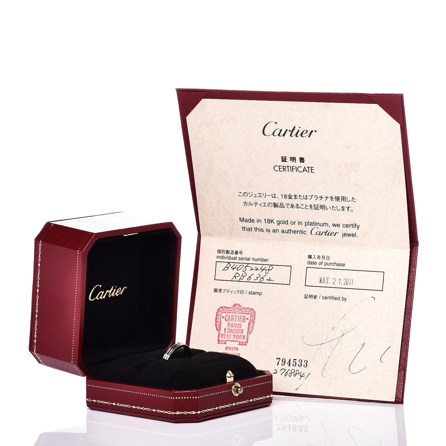 18K Pink White Yellow Gold 3.5mm Vendome Louis Cartier Wedding Band Ring 48 4.5