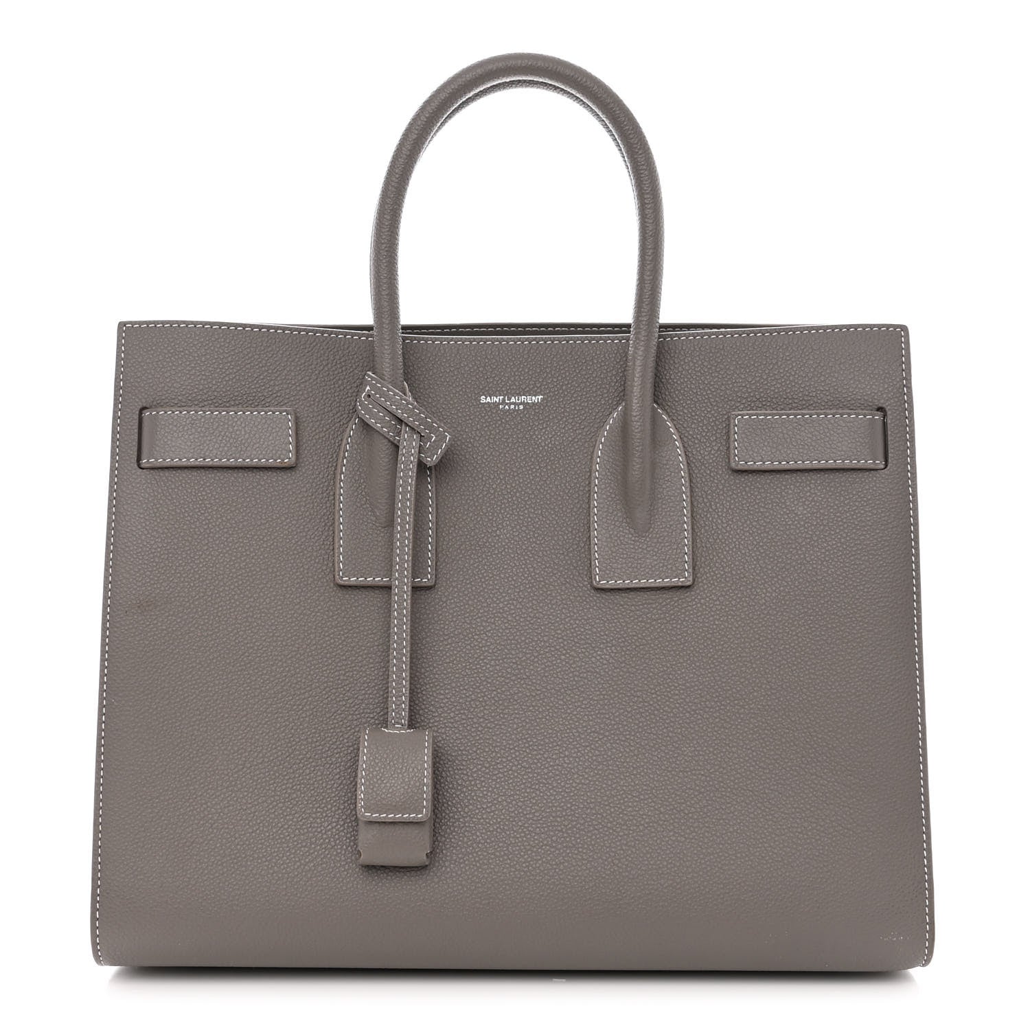 Saint Laurent Grained Calfskin Topstitch Small Sac De Jour Grey 1 of 11