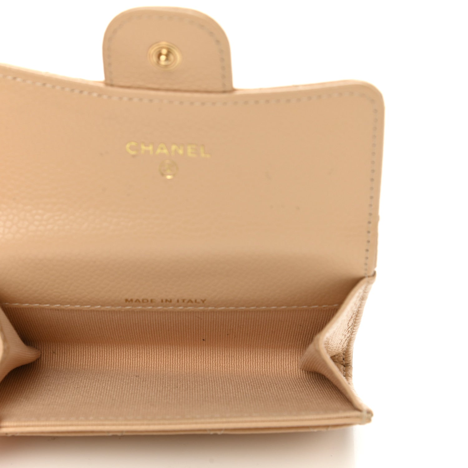 Chanel Caviar Quilted Flap Card Holder Wallet Beige 5 of 10