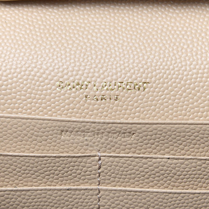 Saint Laurent Grain De Poudre Matelasse Chevron Monogram Chain Wallet Nude Powder 6 of 8