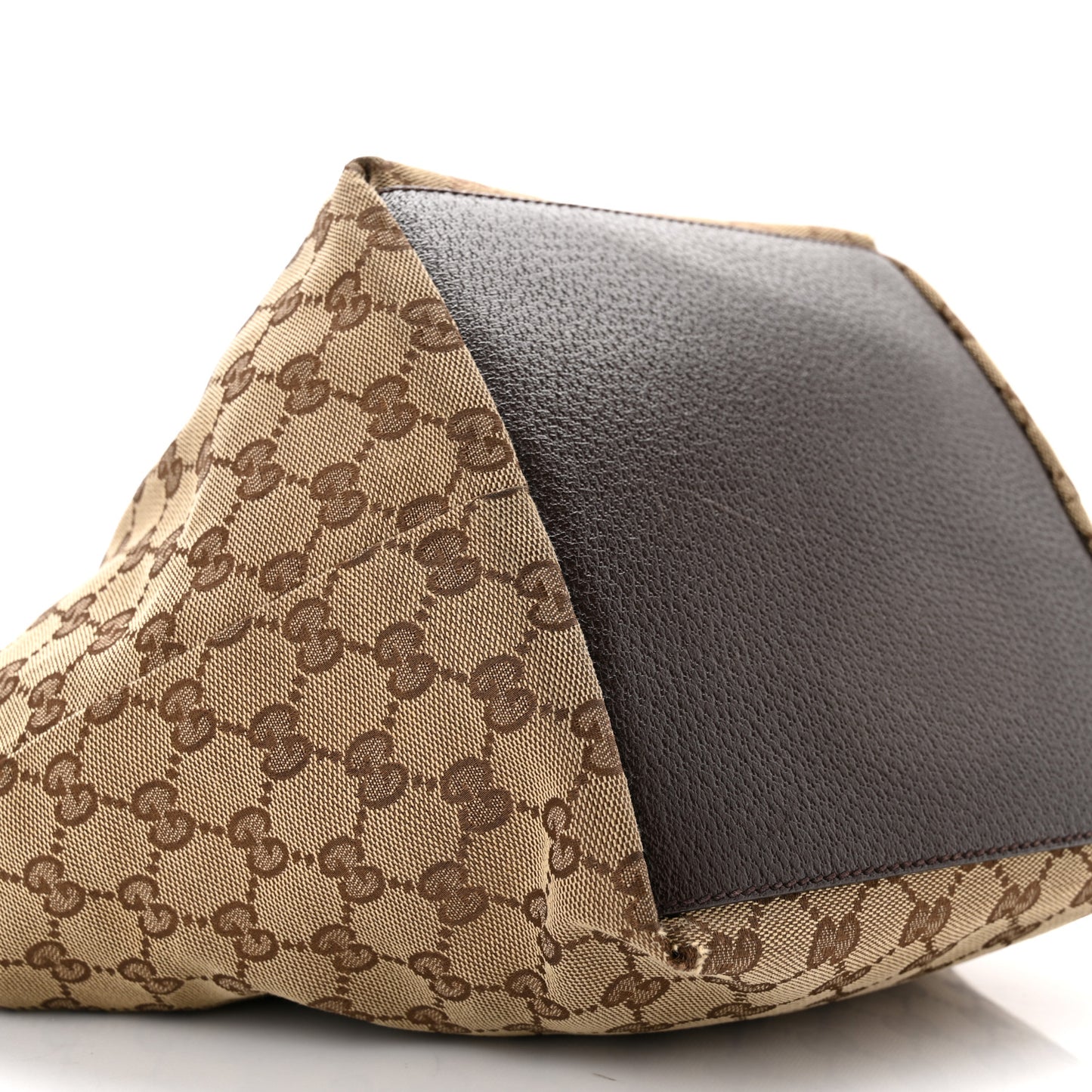 GG Monogram Small Web Handle Bucket Tote Dark Brown