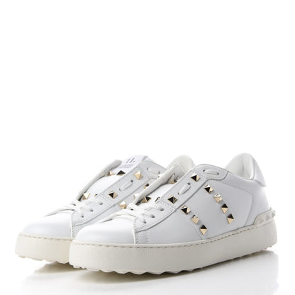 Valentino Garavani Calfskin Rockstud Untitled Open Sneakers 38 White 3 of 10