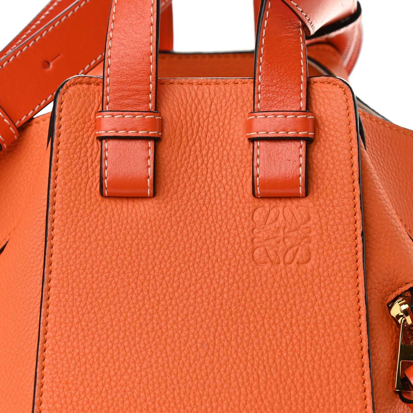 Grained Calfskin Small Hammock Shoulder Bag Apricot Orange