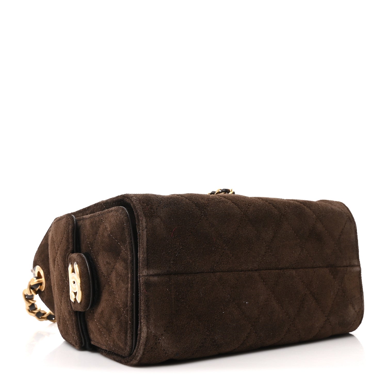 Chanel Suede Quilted Mini Chanel 25 Handbag Dark Brown 4 of 10