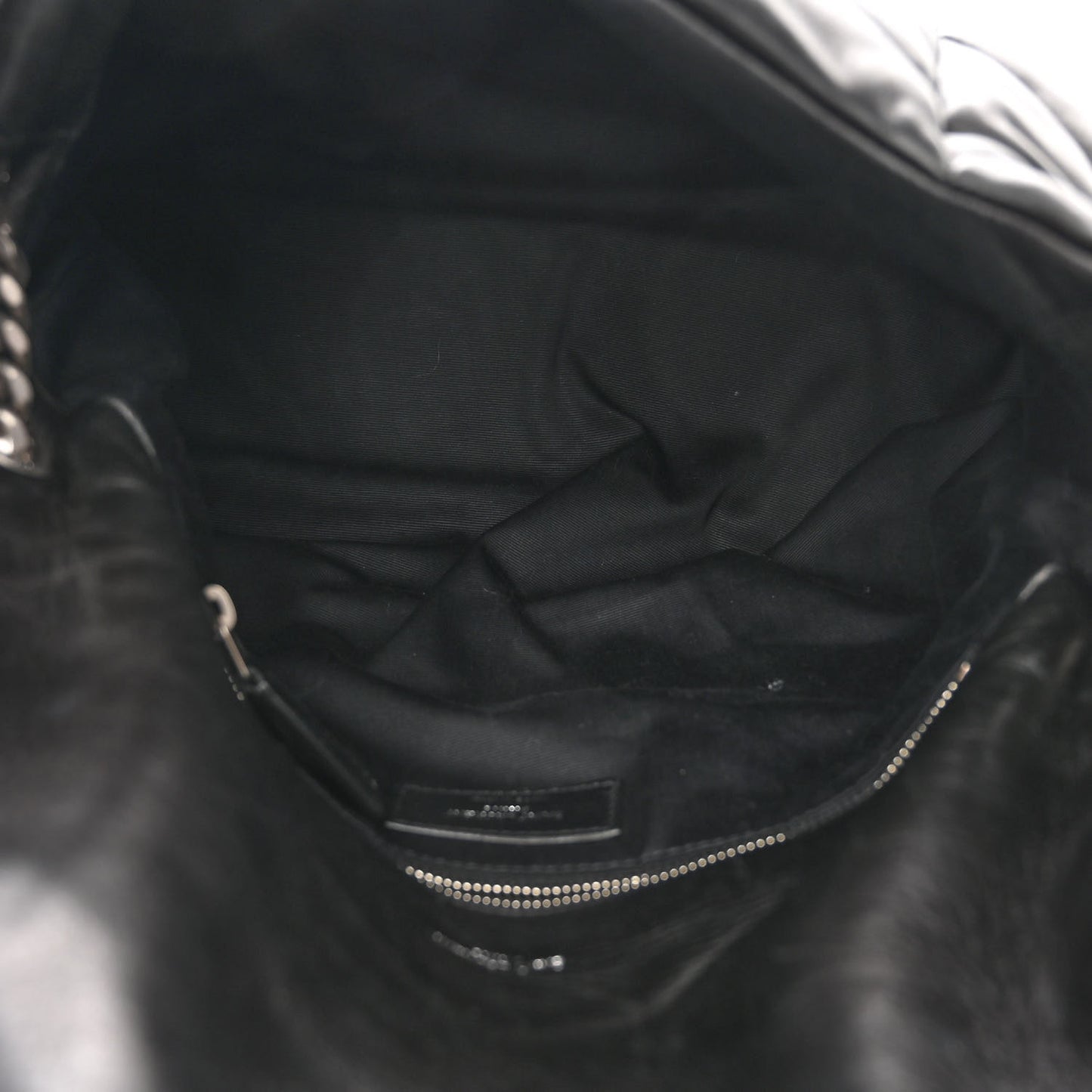 Lambskin Quilted Medium Loulou Puffer Monogram Chain Satchel Black