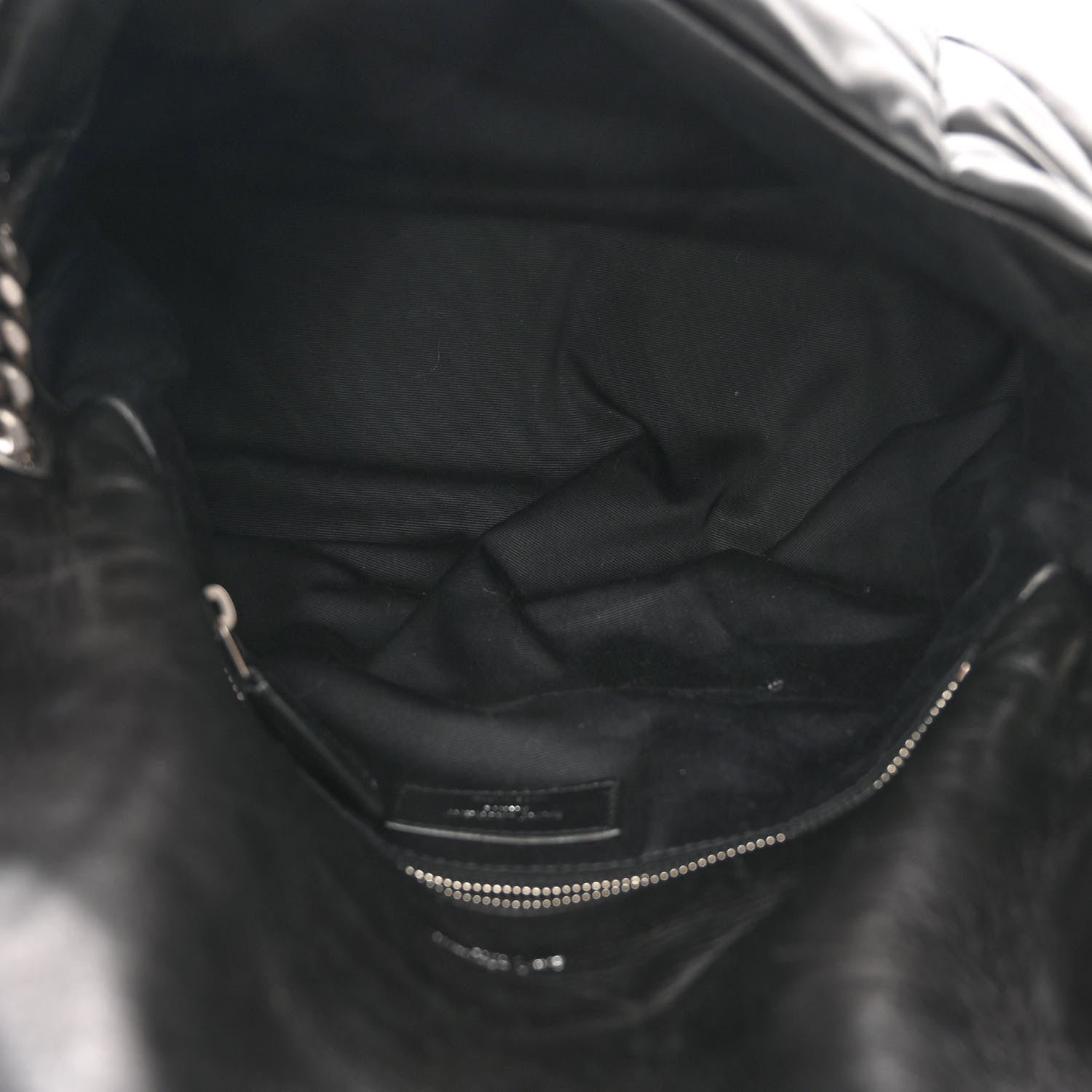 Saint Laurent Lambskin Quilted Medium Loulou Puffer Monogram Chain Satchel Black 5 of 9