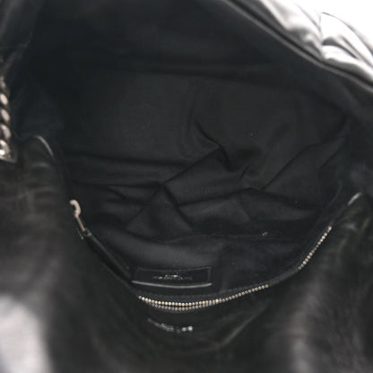 Saint Laurent Lambskin Quilted Medium Loulou Puffer Monogram Chain Satchel Black 5 of 9
