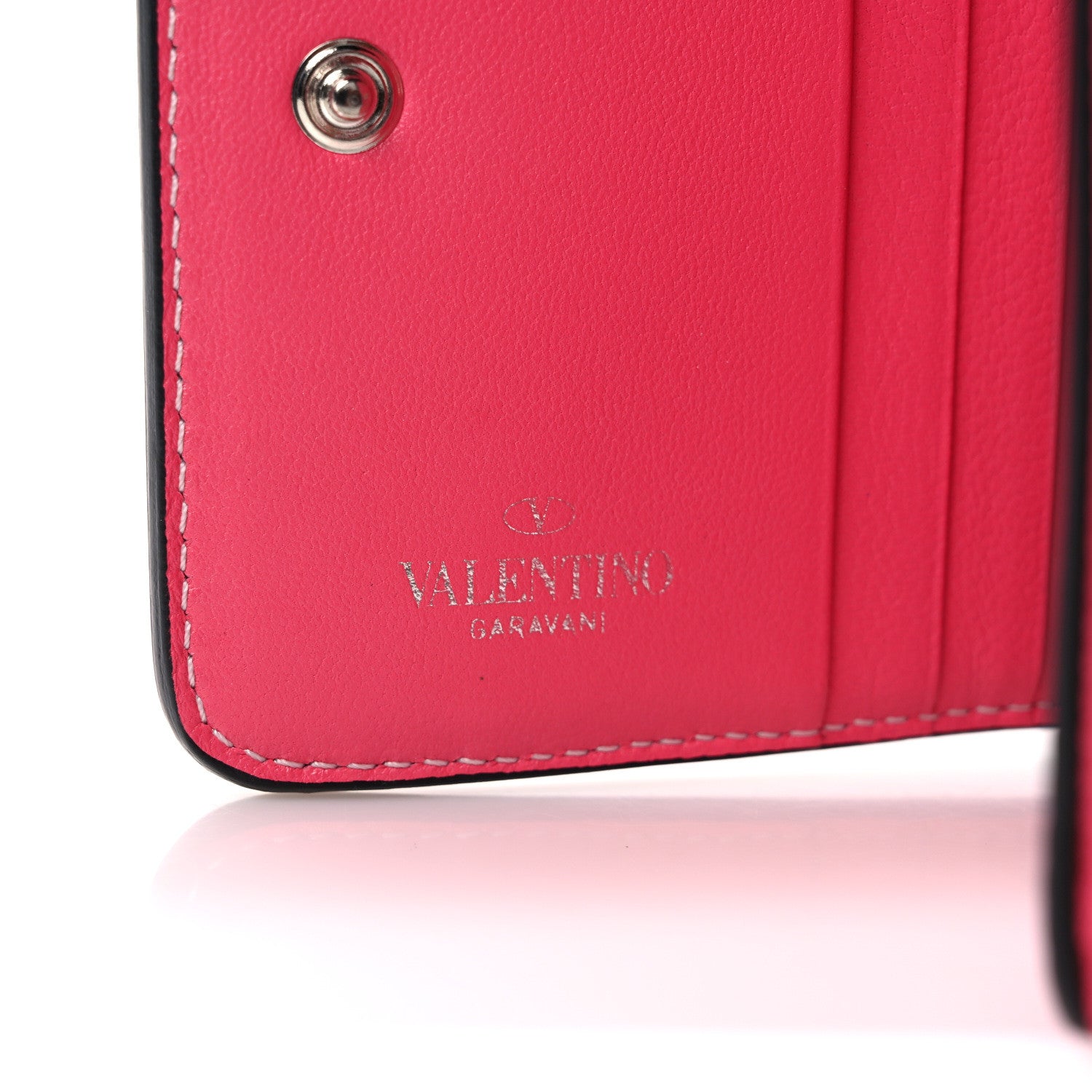 Valentino Garavani Lambskin Free Rockstud Spike Compact Zip Around Wallet Shadow Pink 6 of 6