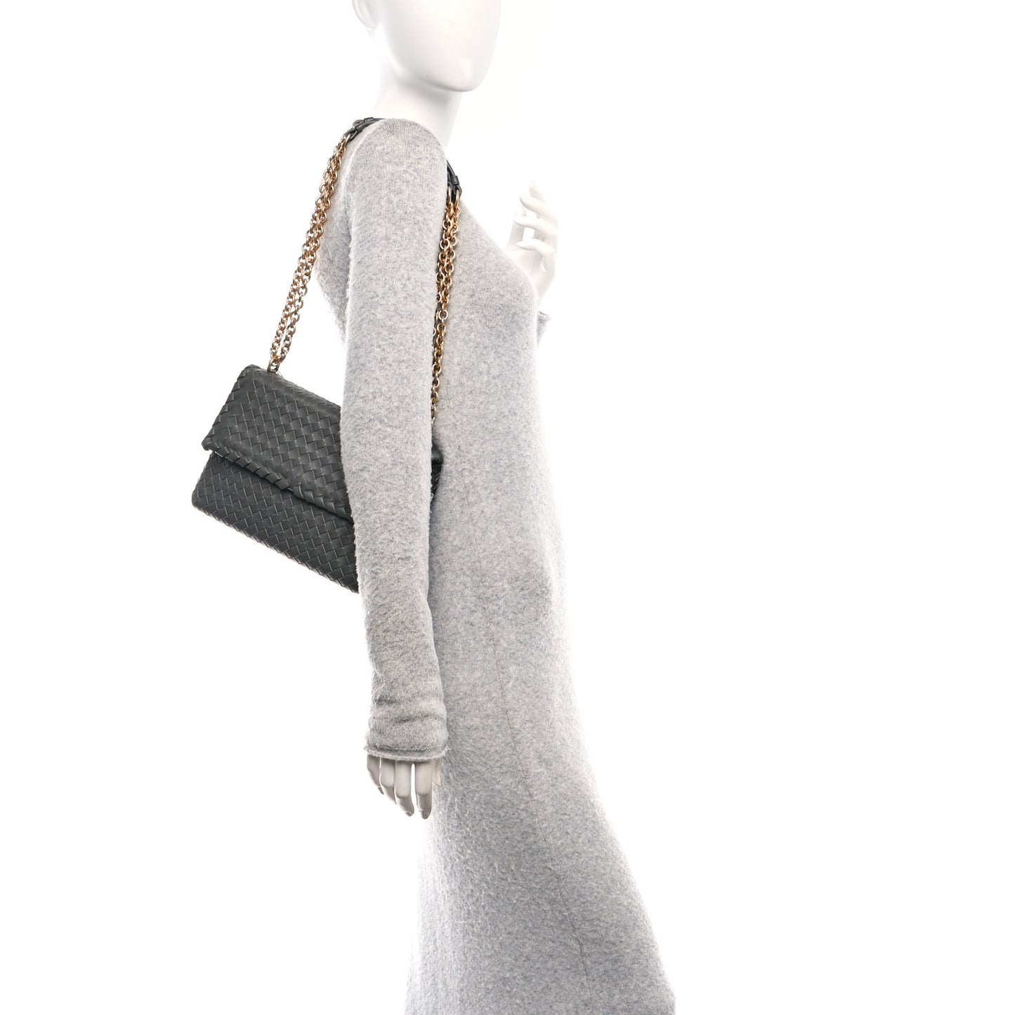 Nappa Intrecciato Small Olimpia Shoulder Bag Steel