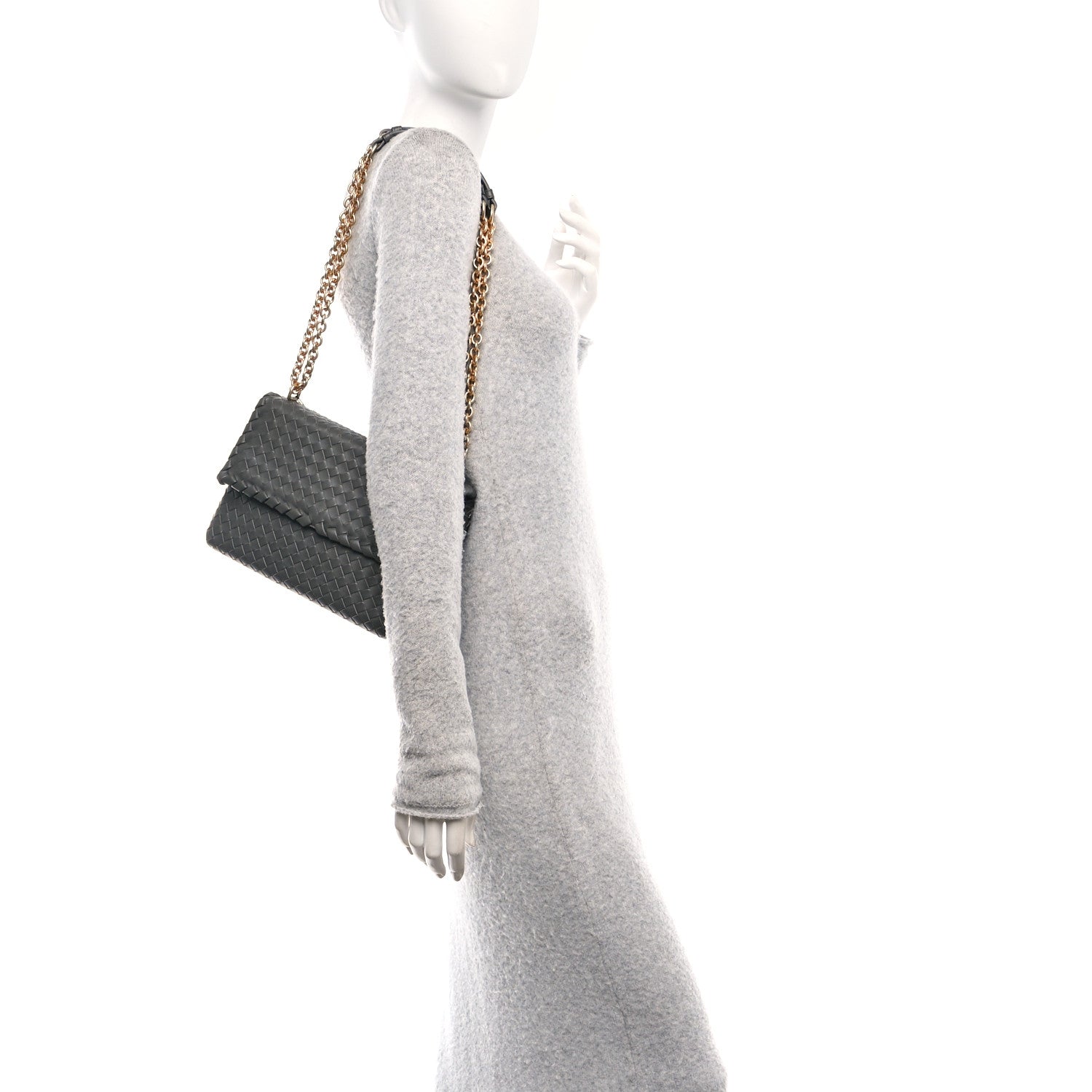 Bottega Veneta Nappa Intrecciato Small Olimpia Shoulder Bag Steel 3 of 10