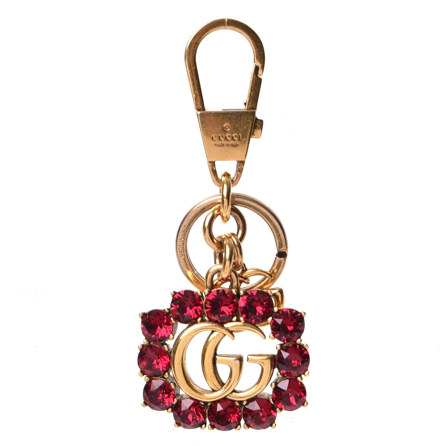 Gucci Crystal Double G Key Chain Gold 1 of 6
