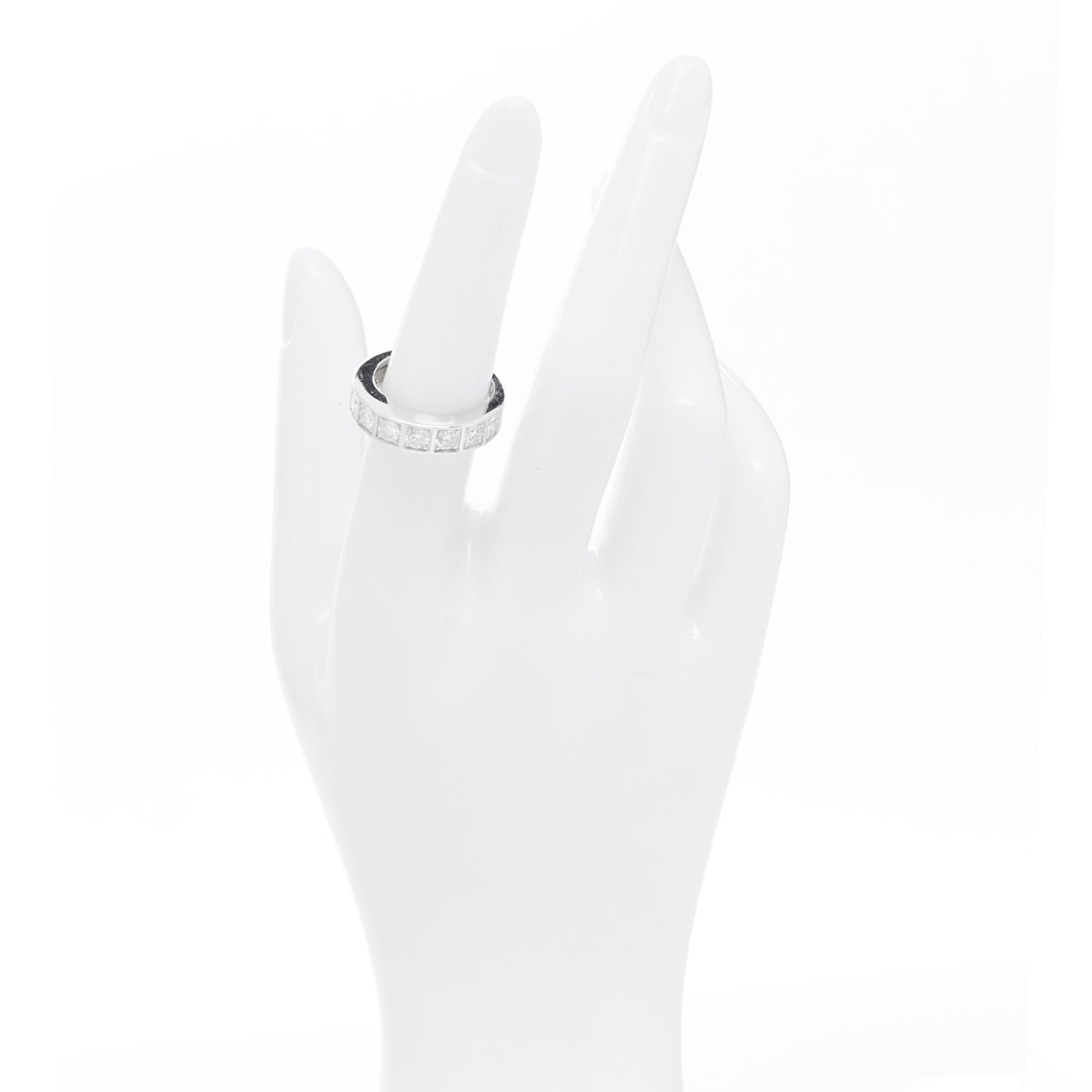 18K White Gold Diamond Tectonic Band Ring 53 6.5