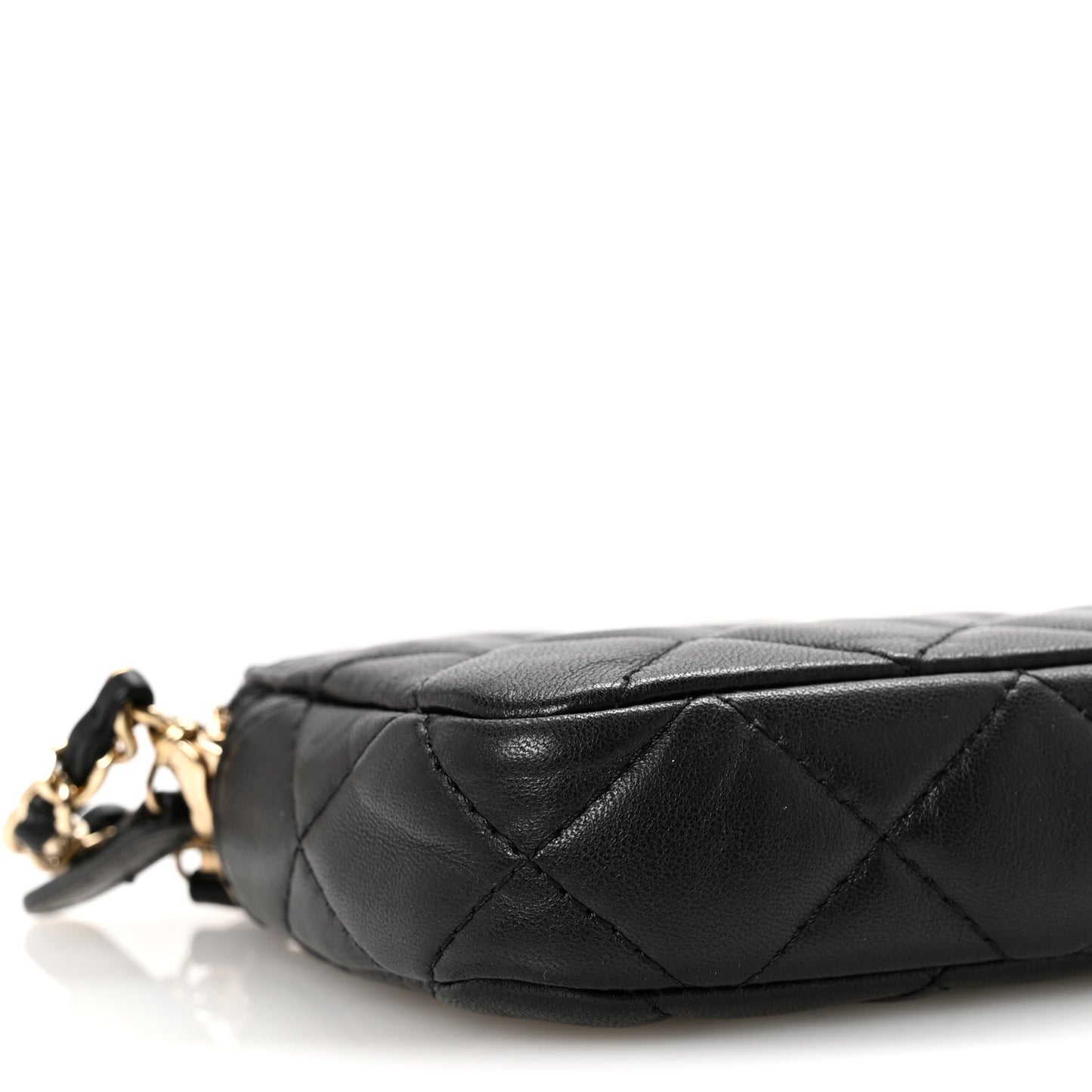 Lambskin Quilted Small Clutch With Chain Black