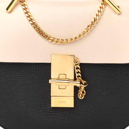 Chloe Grained Calfskin Lambskin Mini Bi-Color Drew Shoulder Bag Black Powder Beige 10 of 10