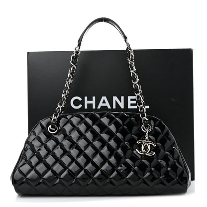 Chanel Patent Quilted Medium Just Mademoiselle Bowling Bag Black 10 of 10
