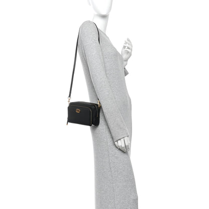 Christian Dior Grained Calfskin Caro Double Pouch Black 2 of 10
