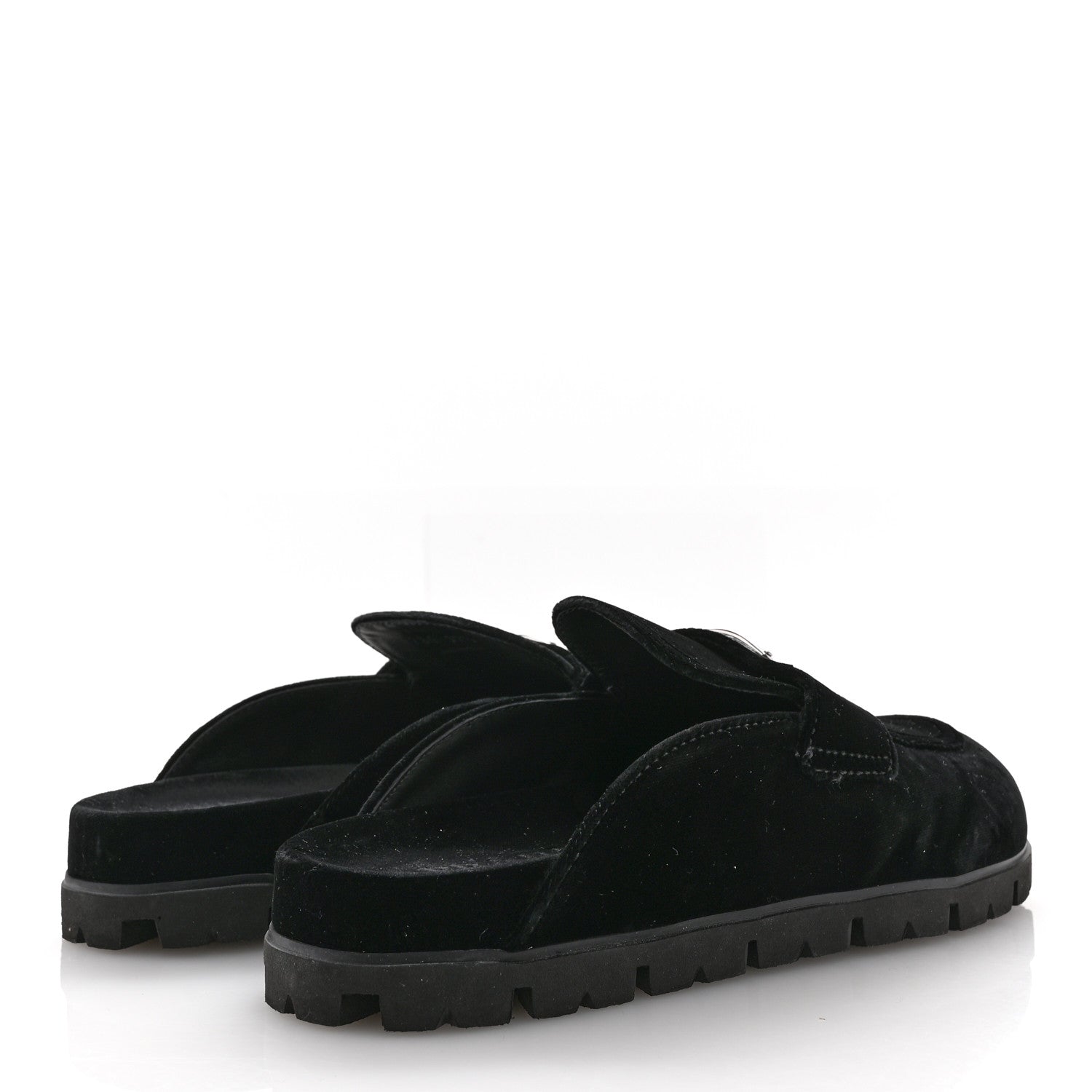 Prada Velluto Triangle 20mm Flat Mules 37.5 Black 5 of 8