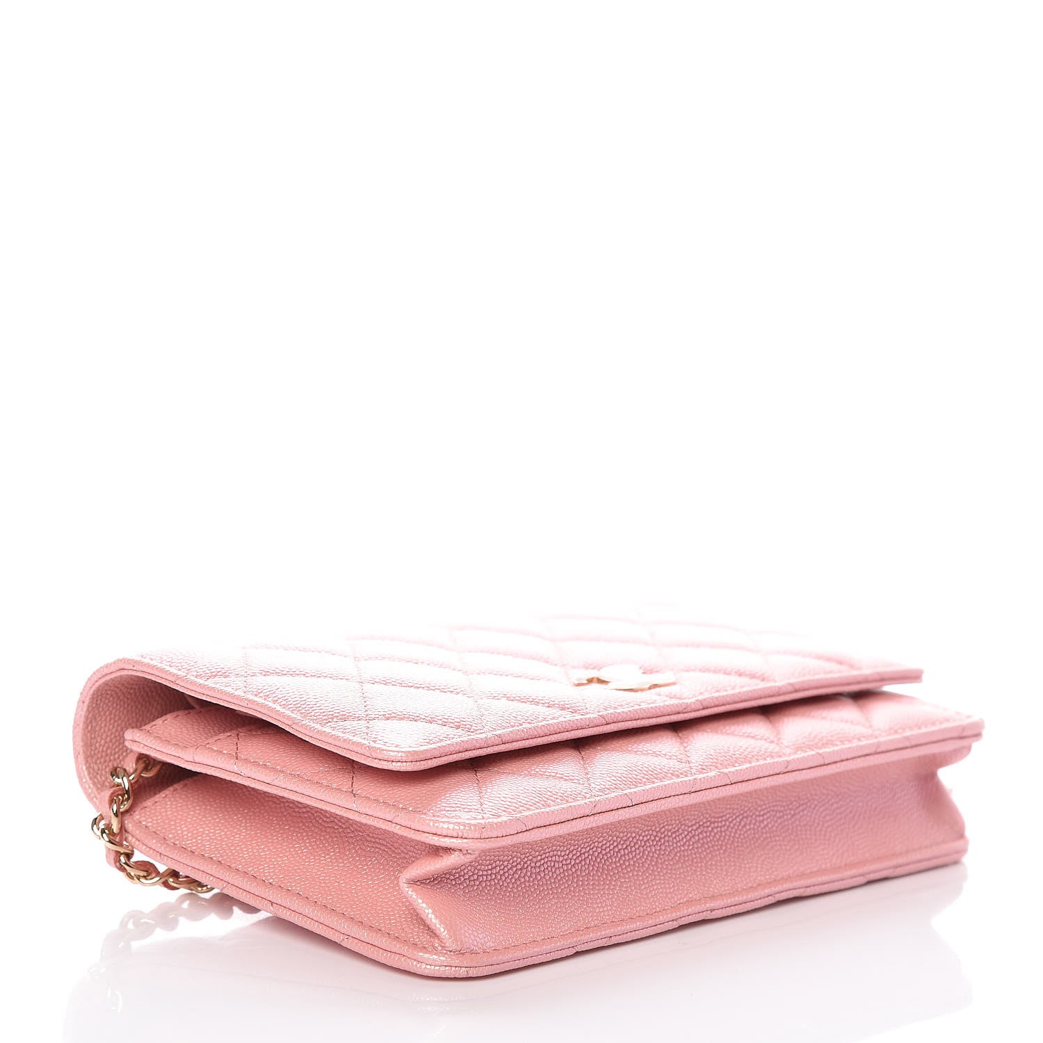 Chanel Iridescent Caviar Quilted Wallet on Chain WOC Rose Pink 4 of 11
