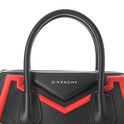 Givenchy Calfskin Small Embroidered Frame Antigona Black Red 8 of 11