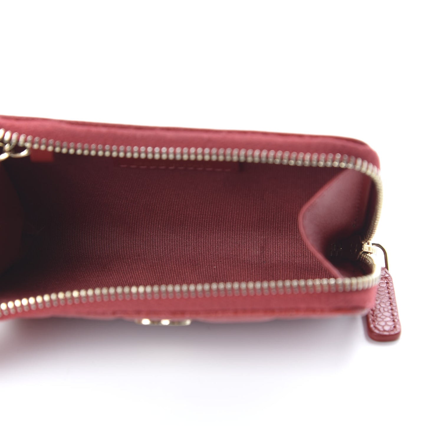 Caviar Camellia Embossed Key Holder Case Red