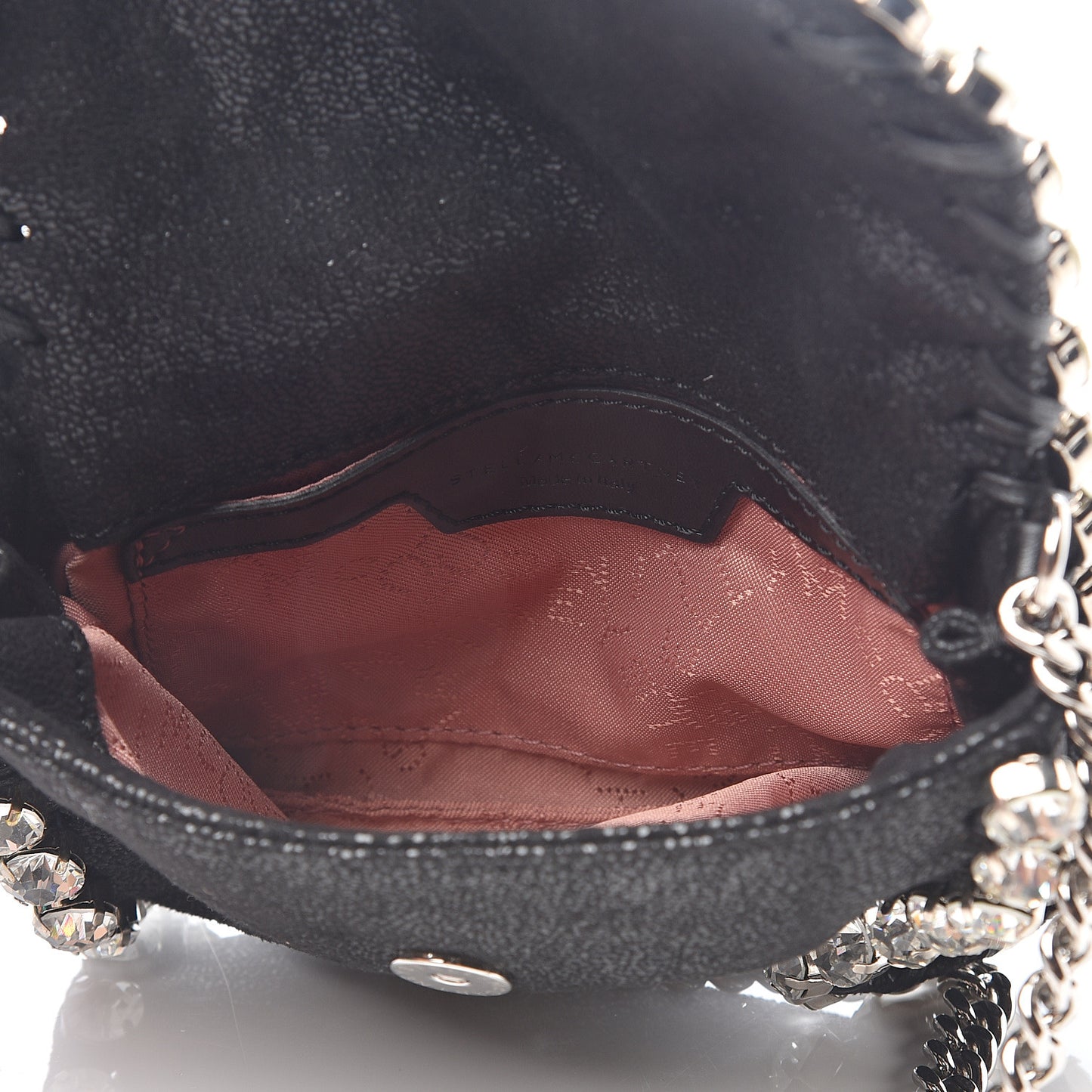 Shaggy Deer Tiny Fold Over Falabella Crystal Crossbody Black