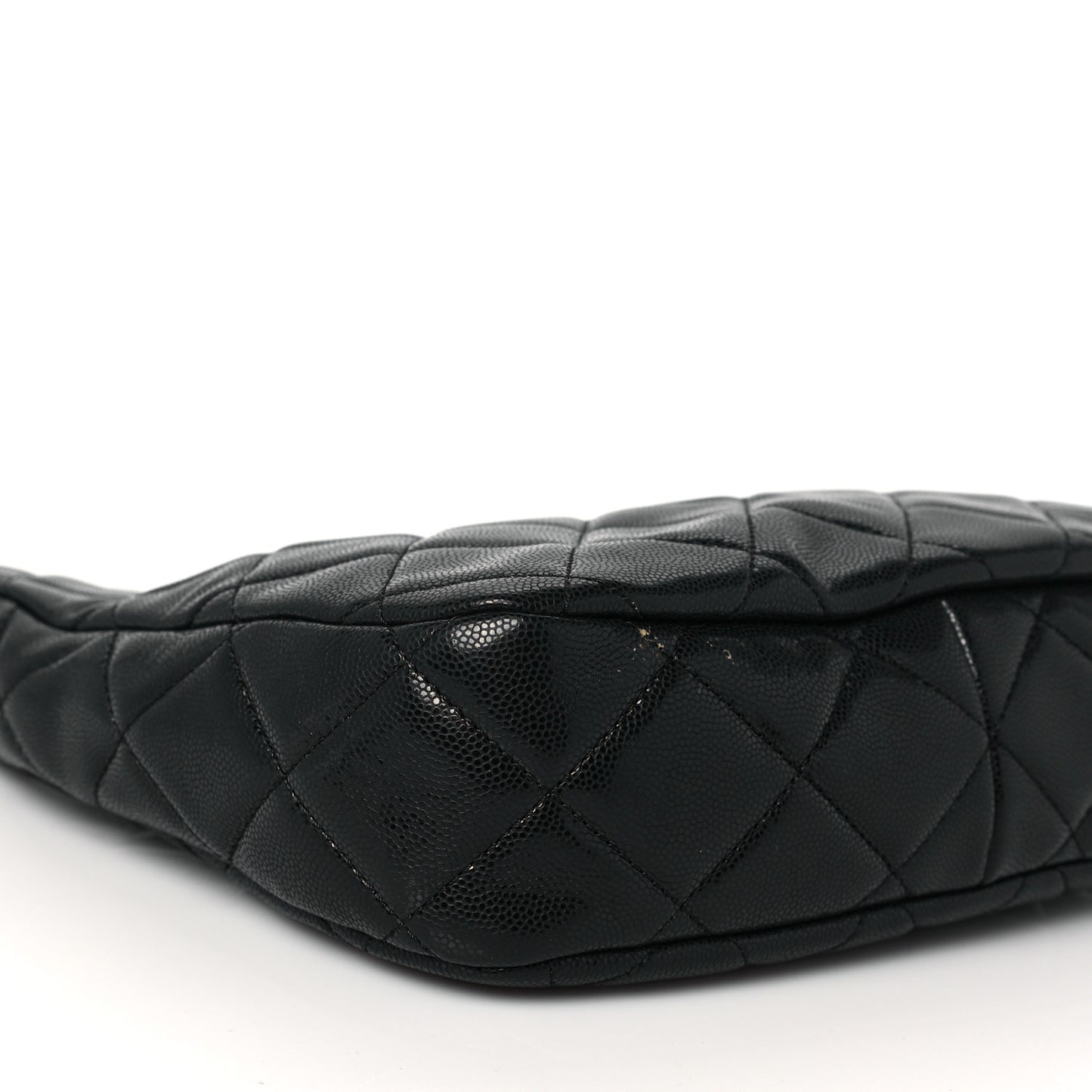 Caviar Quilted Twist Your Buttons Hobo Black