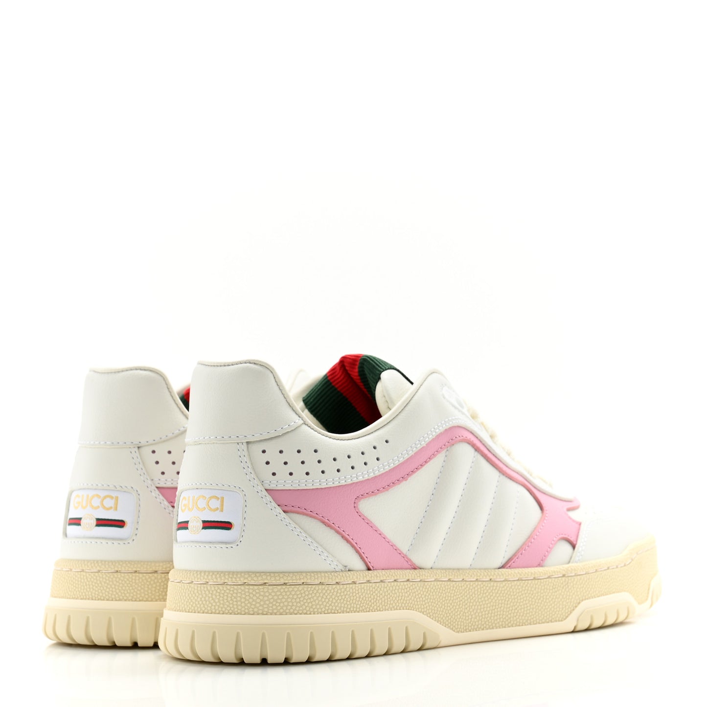 Calfskin Womens Re-Web Sneakers 36 White Pink