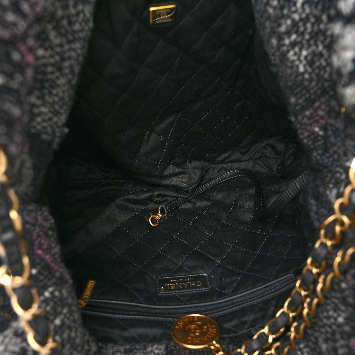 Chanel Tweed Patchwork Quilted Chanel 22 Black Grey Pink 6 of 11