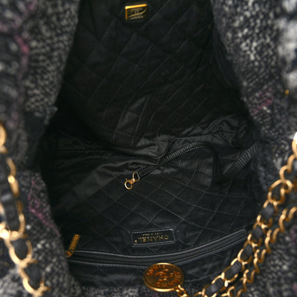 Chanel Tweed Patchwork Quilted Chanel 22 Black Grey Pink 6 of 11