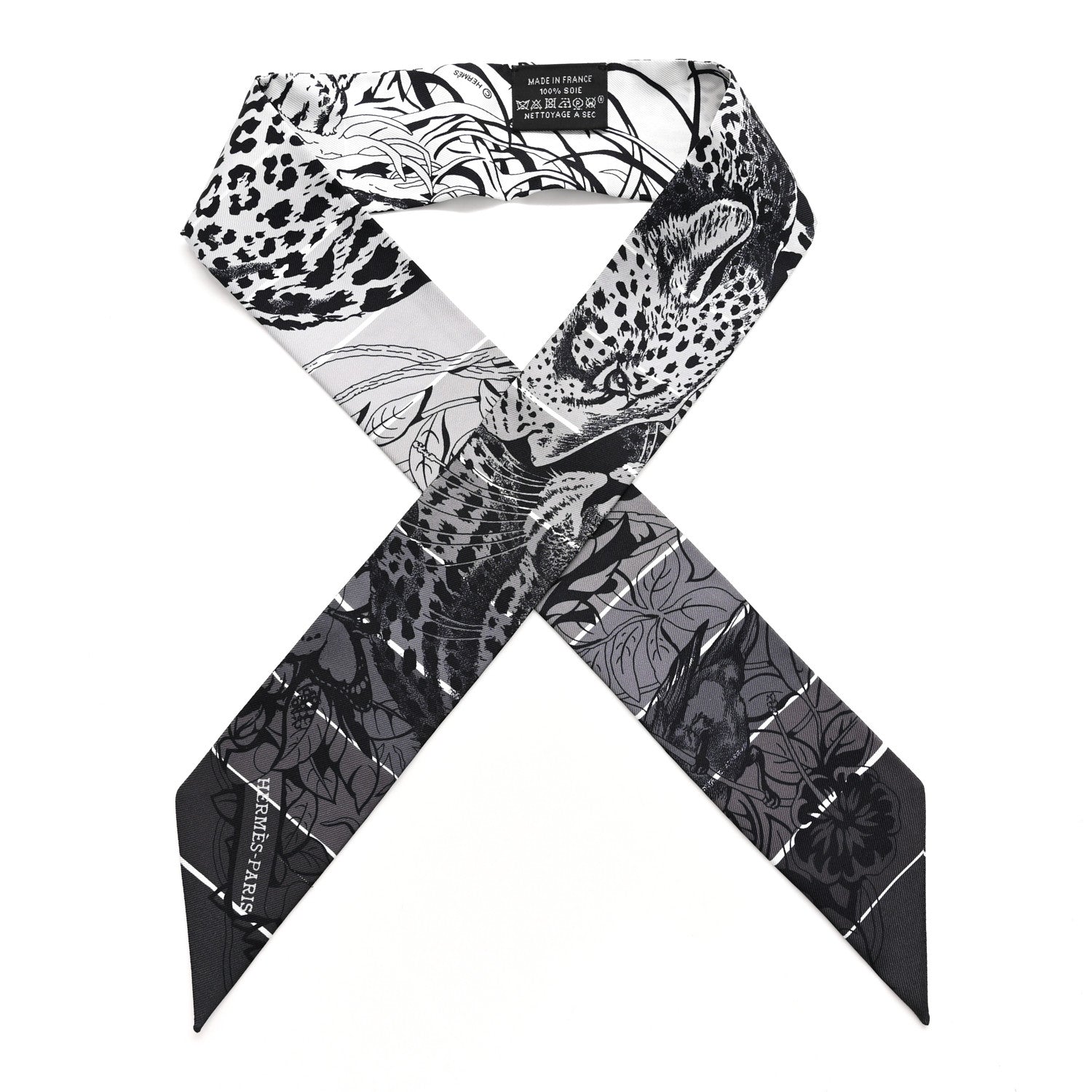 Hermes Silk Jungle Love Rainbow Twilly Gris Black White 1 of 4