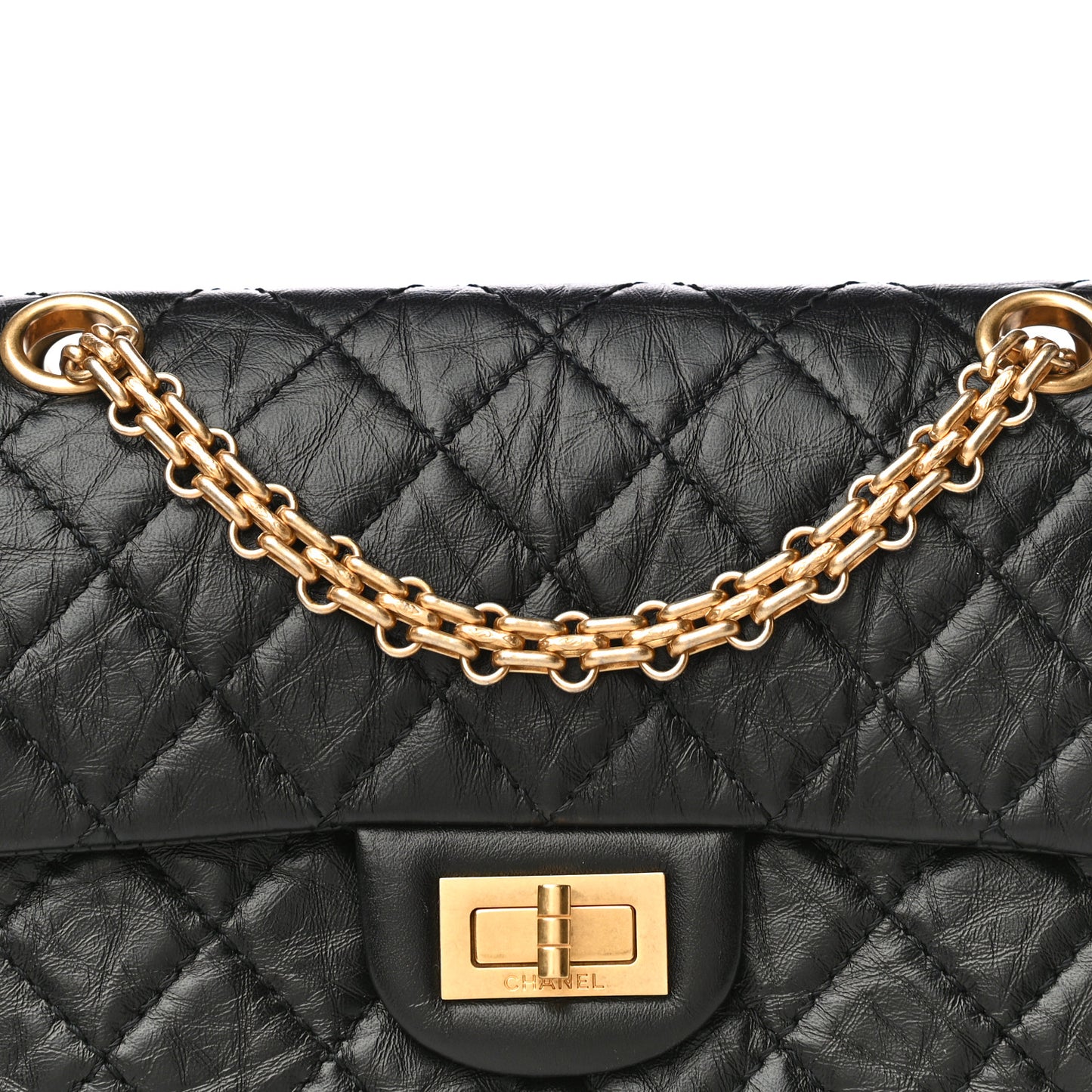 Aged Calfskin Quilted 2.55 Reissue Mini Flap Black