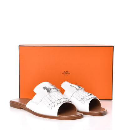 Hermes Calfskin Auteuil Sandals 37 White 8 of 8