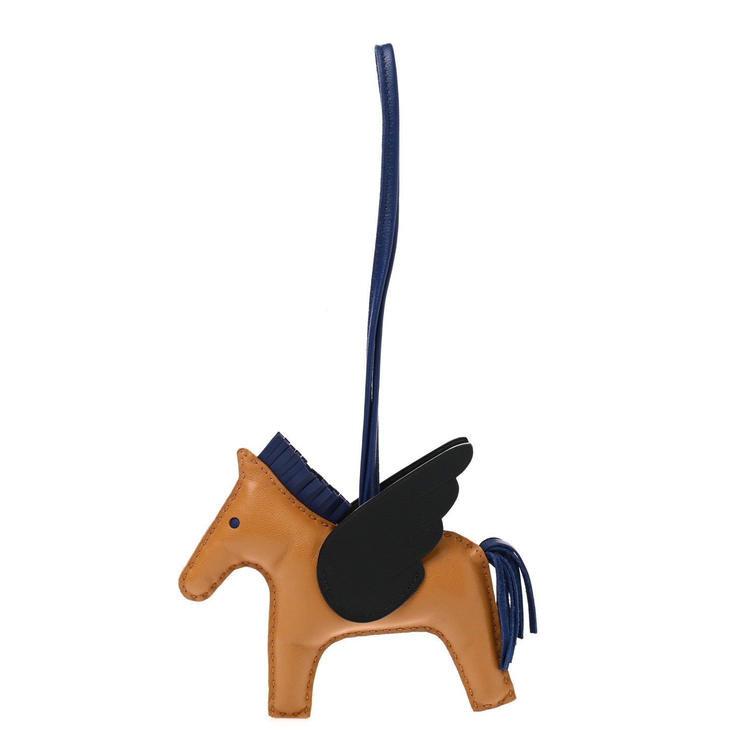 Hermes Milo Lambskin Grigri Rodeo Pegase Horse Bag Charm MM Sesame Black Bleu Saphir 1 of 5