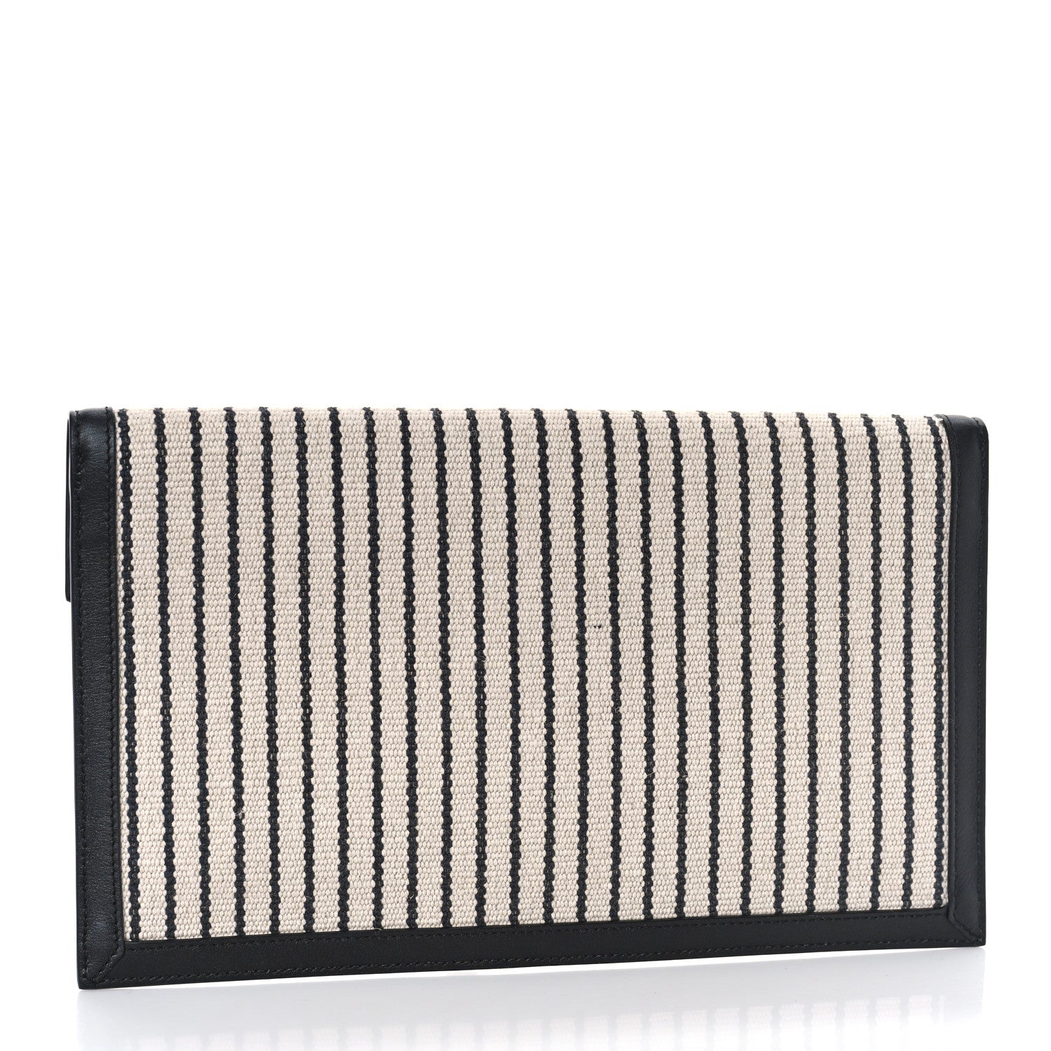 Saint Laurent Canvas Striped Uptown Pouch Beige Black 3 of 9