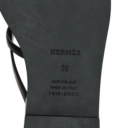 Hermes Calfskin Miss Sandals 38 Black 7 of 8