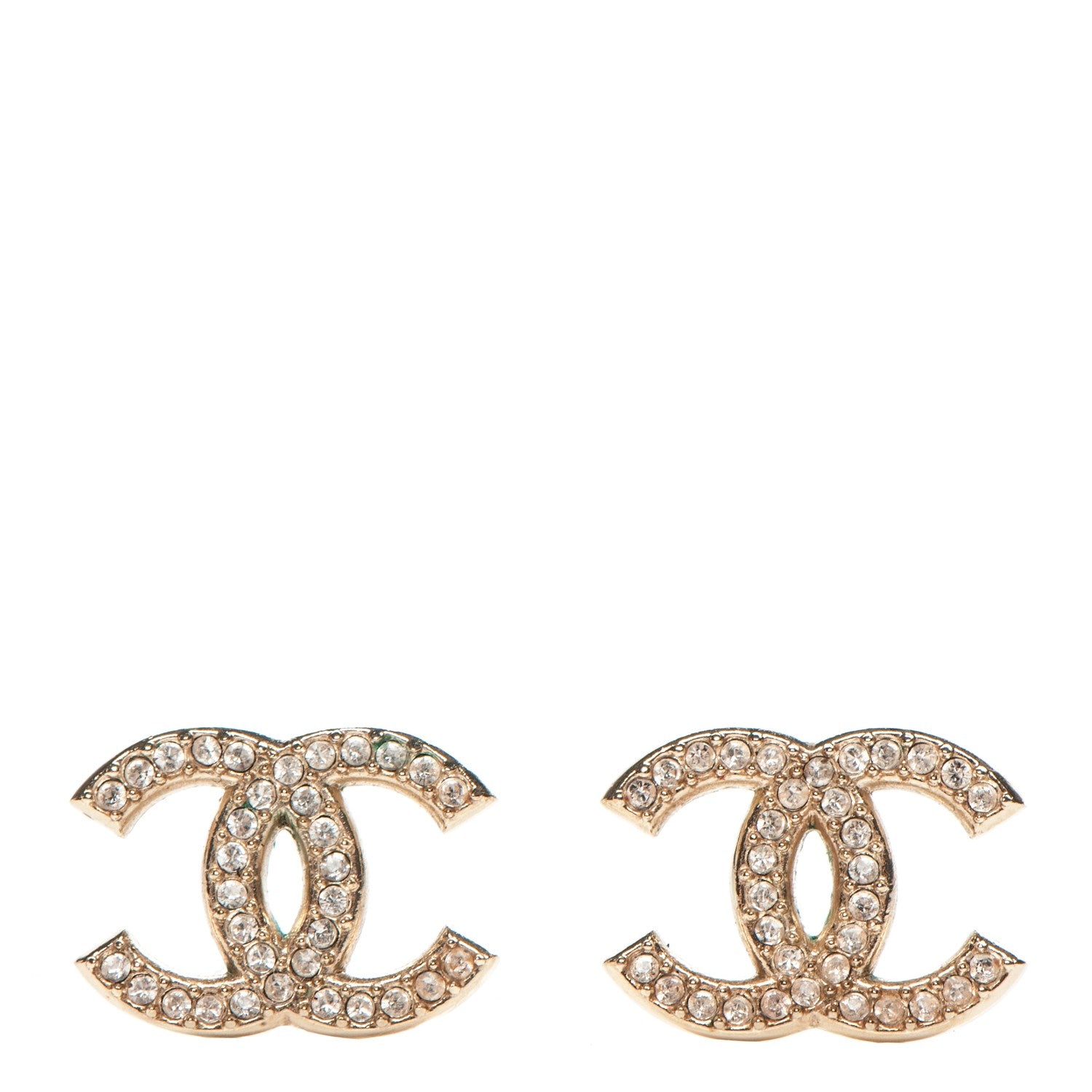 Chanel Crystal CC Earrings Gold 1 of 7
