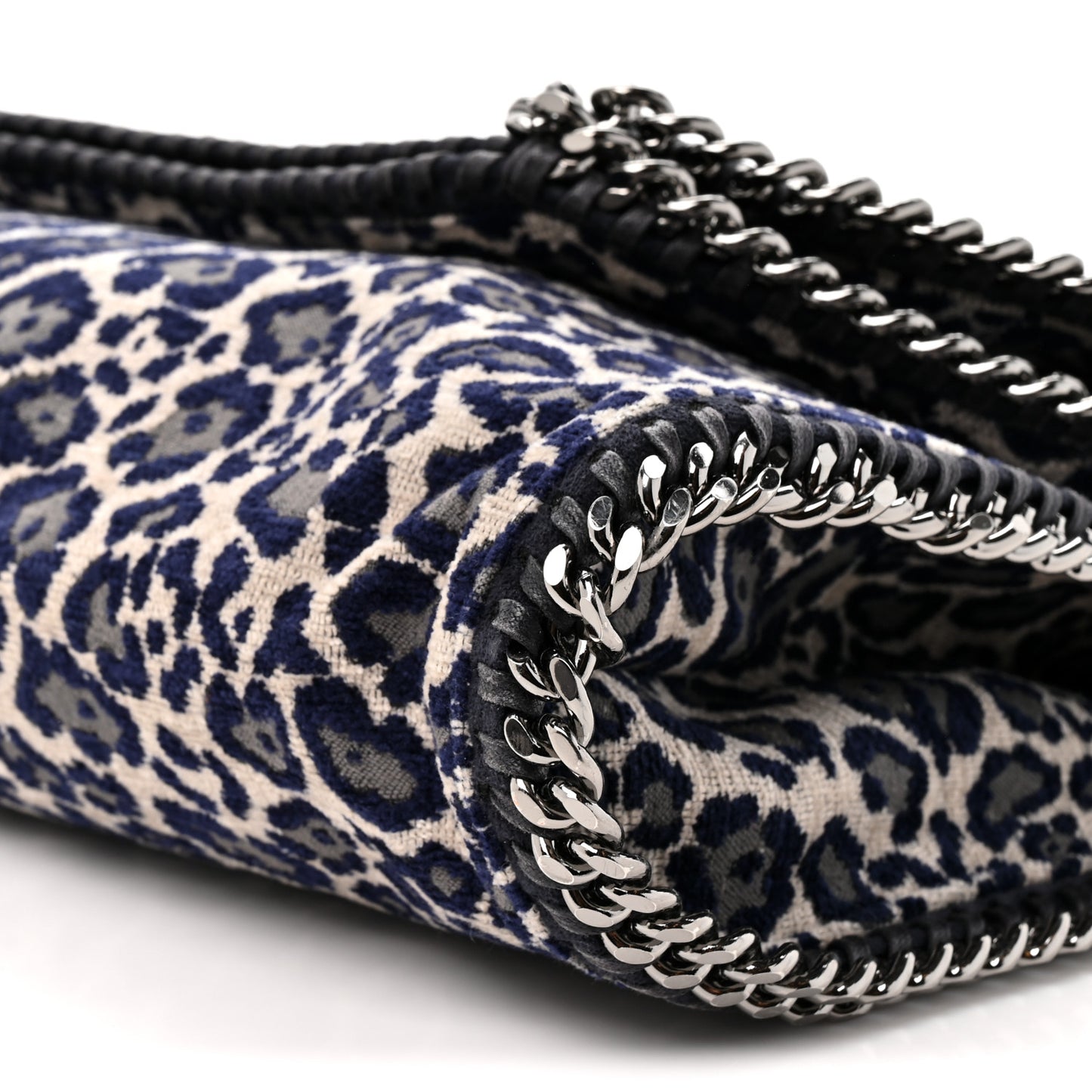 Cotton Canvas Leopard Big Falabella Fold Over Tote Grey