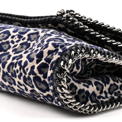 Stella McCartney Cotton Canvas Leopard Big Falabella Fold Over Tote Grey 9 of 10