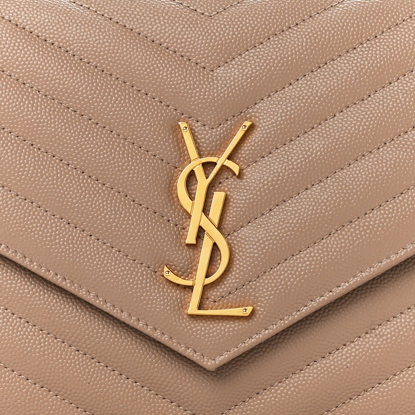 Grain De Poudre Matelasse Chevron Monogram Envelope Clutch Dark Beige