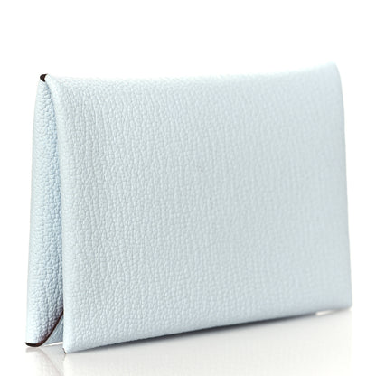 Hermes Chevre Mysore Verso Calvi Card Case Bleu Brume Brique 3 of 8