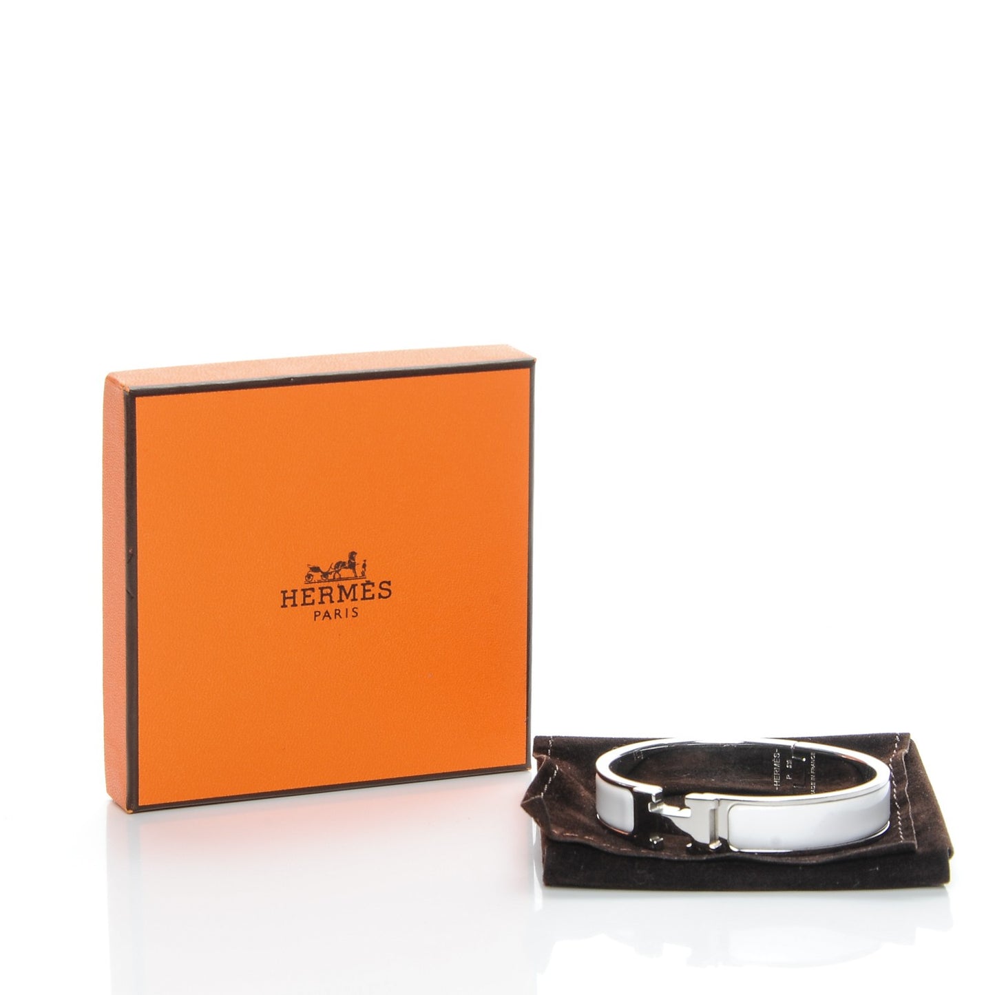 Enamel Narrow Clic Clac H Bracelet PM White