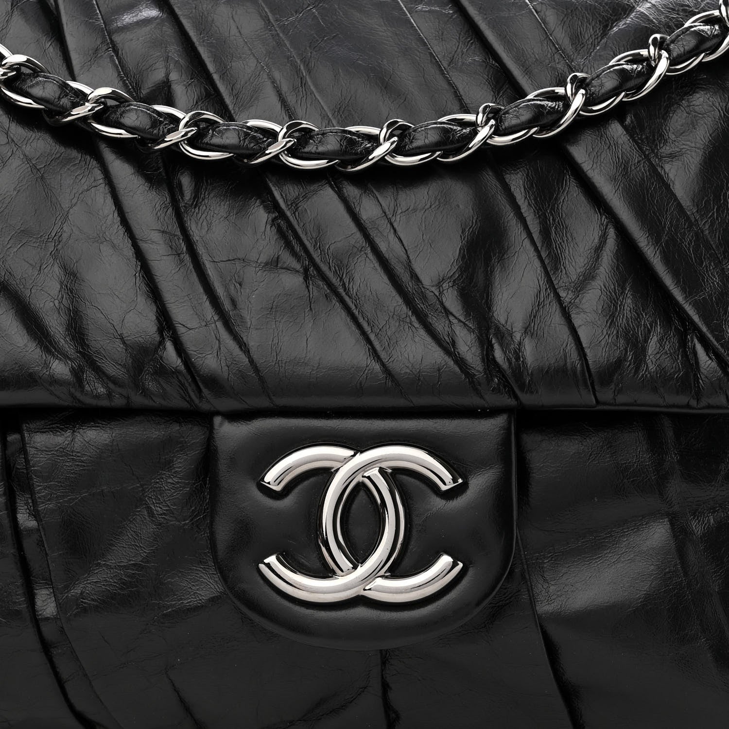 Chanel Glazed Calfskin Twisted Maxi Flap Black 8 of 10